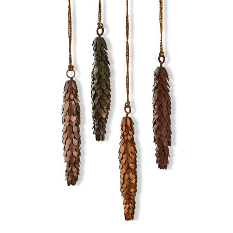 metal pinecone ornament assortment of 4 - multi