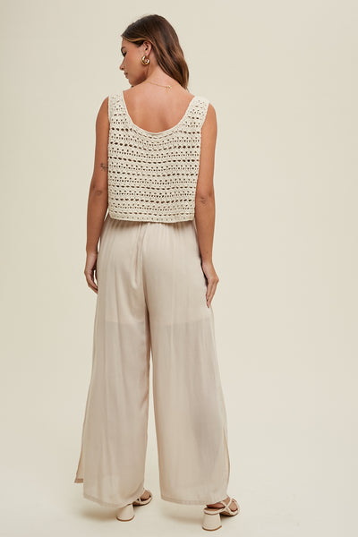 Crochet jumpsuit with side slits