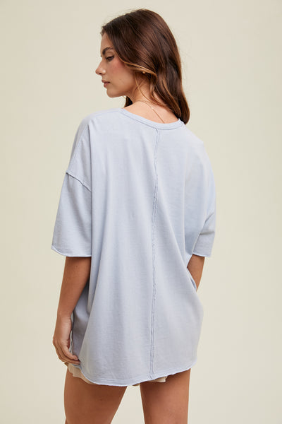 OVERSIZED RAW HEM DETAIL SHIRT