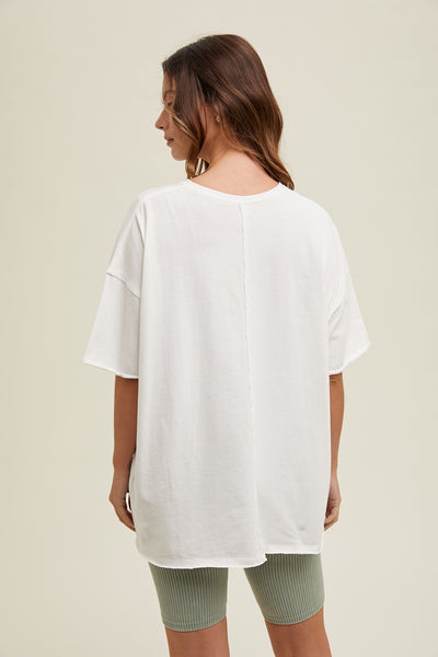 OVERSIZED RAW HEM DETAIL SHIRT