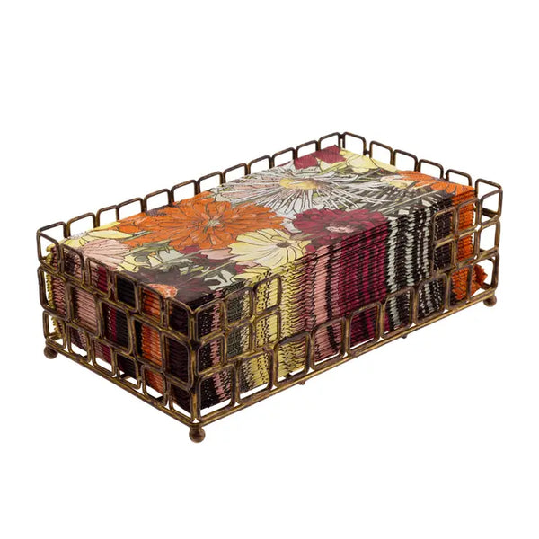 Links Paper Napkin Metal Caddy Aged Gold
