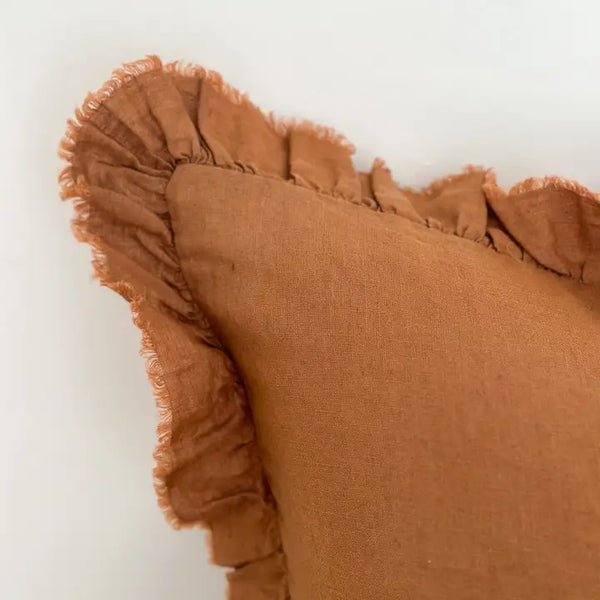 20" Hallie Ruffled Linen Pillow