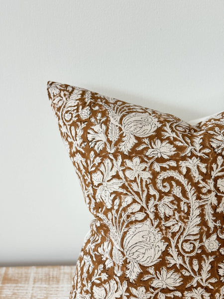 18" Ivy Rust Print Cushion - 100% Cotton Cover