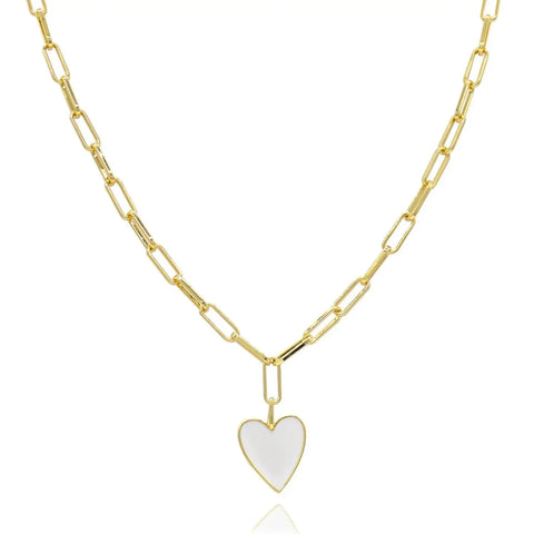 Jamie Enamel Heart - White