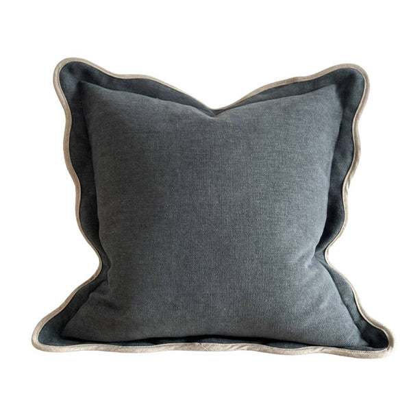 26" Chloe Navy Scalloped Edge Cushion