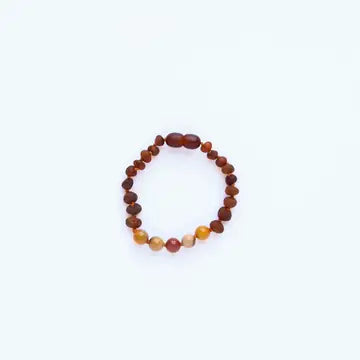 Raw Cognac Amber + Mookaite Jasper || Anklet or Bracelet