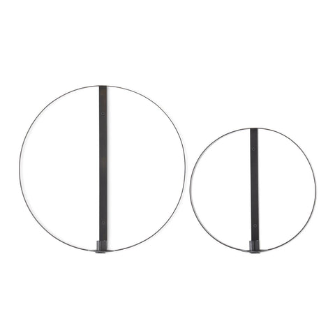 Circular Black Metal Wall Mount Taper Candle Sconces