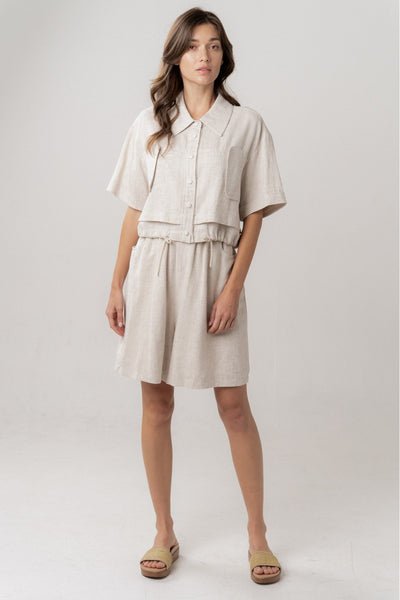 Utility Crop Shirt with Drawstring Hem