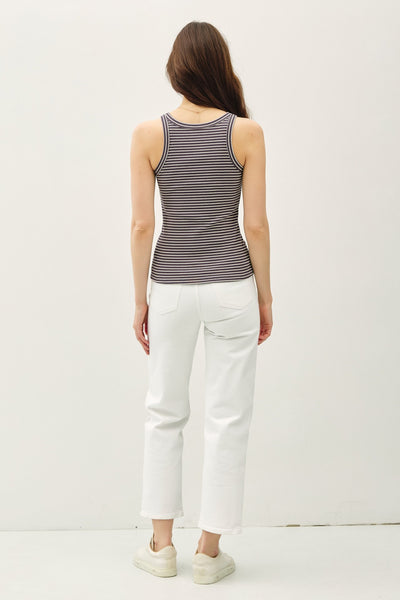 Striped Cotton Blend Scoop Neck Tank