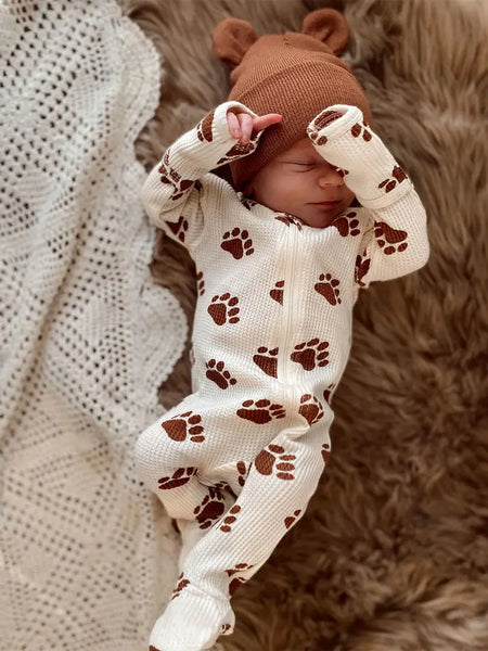 Organic Waffle Basic Zip Footie