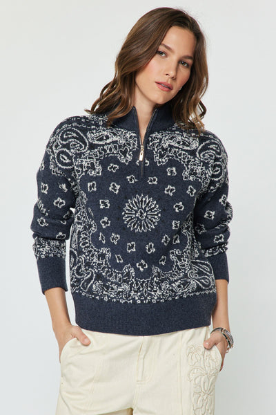 Dark Denim Half-Zip Up