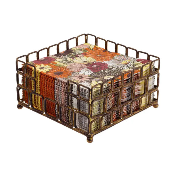 Links Paper Napkin Metal Caddy Aged Gold