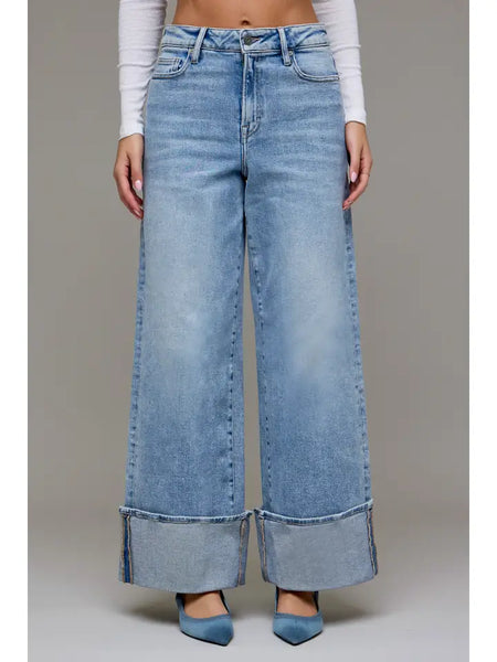Nori Med Light High Rise Cuffed Super Wide Leg