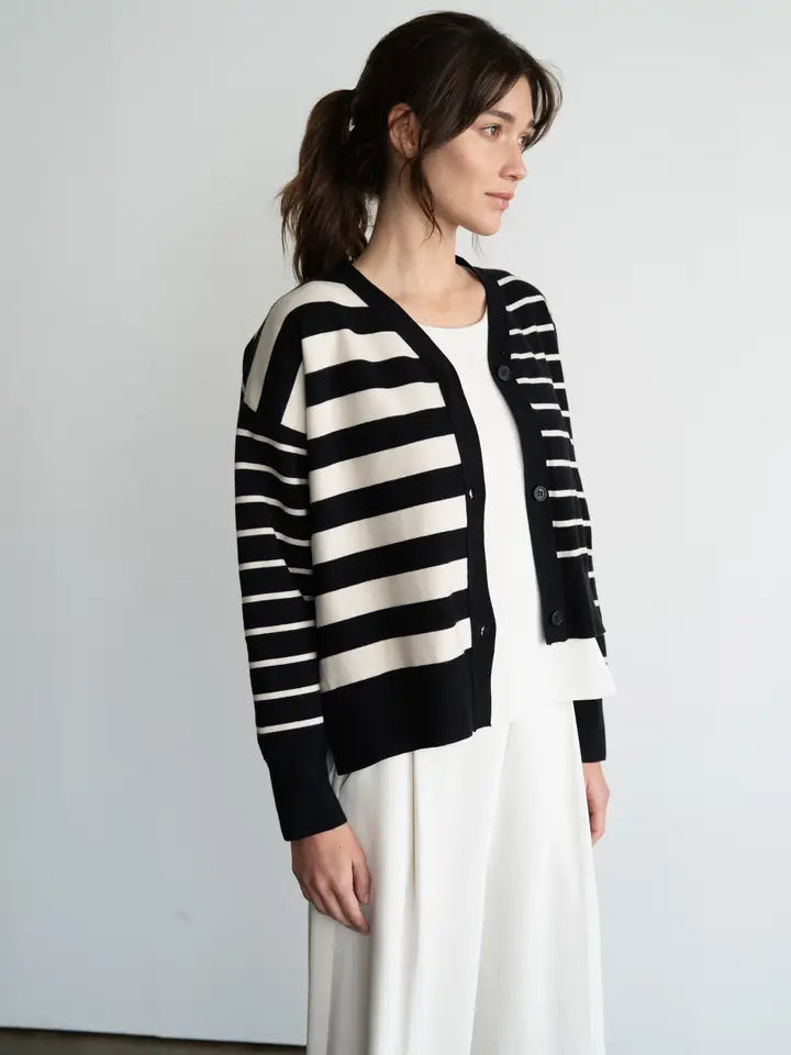 Contrast Striped Sweater Cardigan