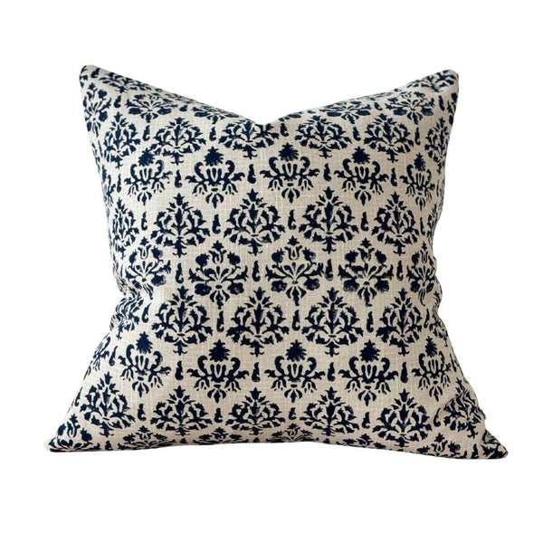 18" Ivy Navy Print Cushion Cover - 100% Cotton