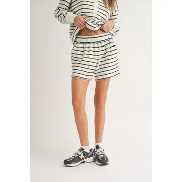 Navy Stripe Terry Shorts