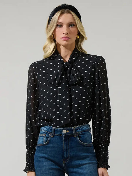 Rosaly Bow Etienne Tie Neck Long Sleeve Blouse