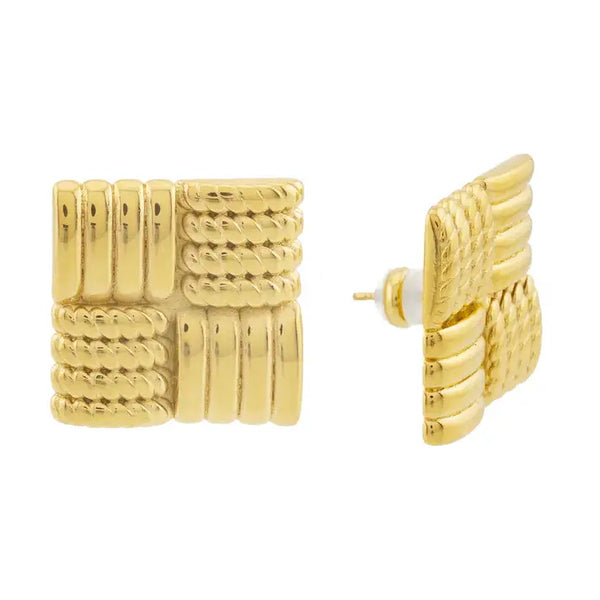 Waterproof Gold Statement Square Earrings