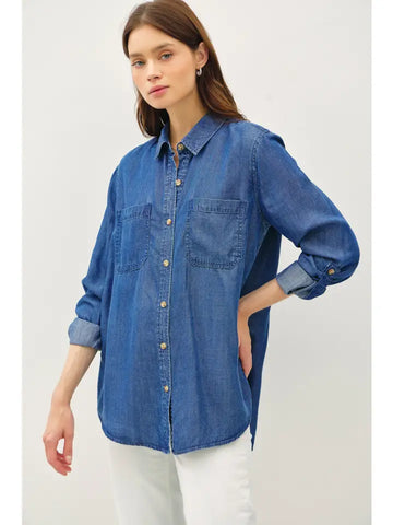 Oversize Cut Denim Button UP