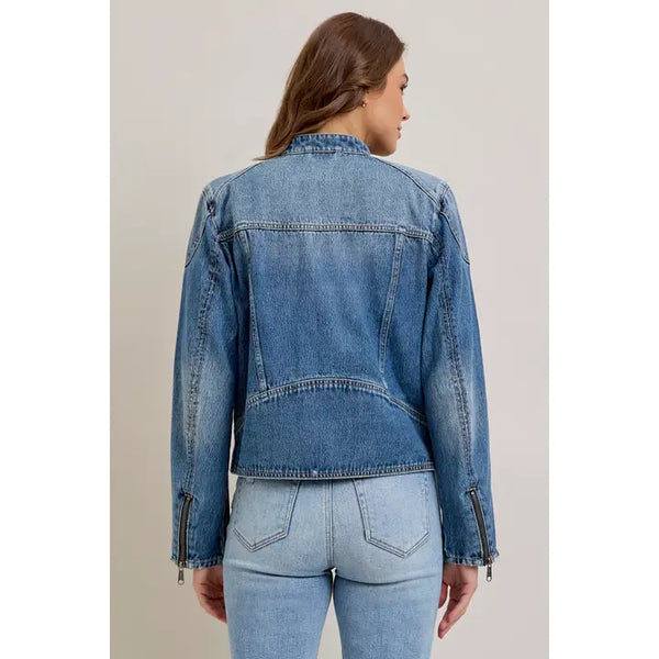 Medium Wash Classic Biker Jacket