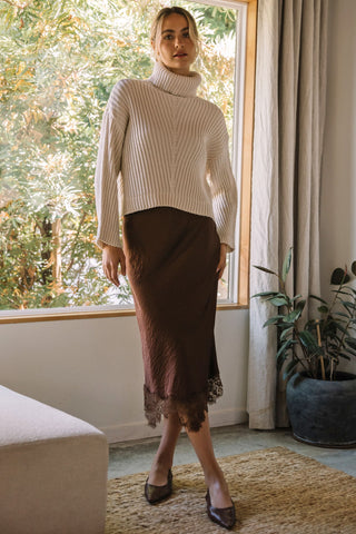 Ribbed Turtle Neck Cropped Sweater