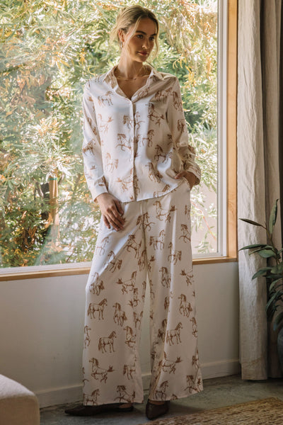 Horse Print Button Down Shirt