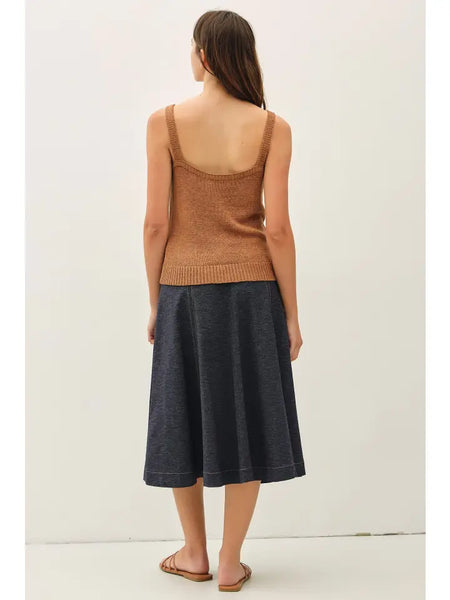 Knee Length Stitch Detail Skirt
