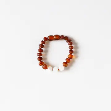 Raw Cognac Amber + Moonstone || Anklet • Bracelet