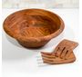 11" Acacia Wood Bowl & Mixer Set