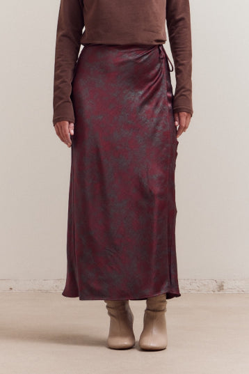 Printed Drape Wrap Skirt