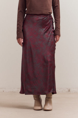 Printed Drape Wrap Skirt