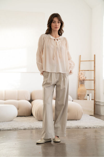 Pleated Bottomtap Detailed Wide-Leg Pants