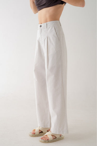 High Waist Striped Wide Leg Trousers