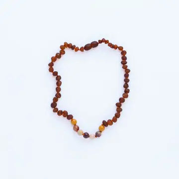 Raw Cognac Amber + Mookaite Jasper || Necklace