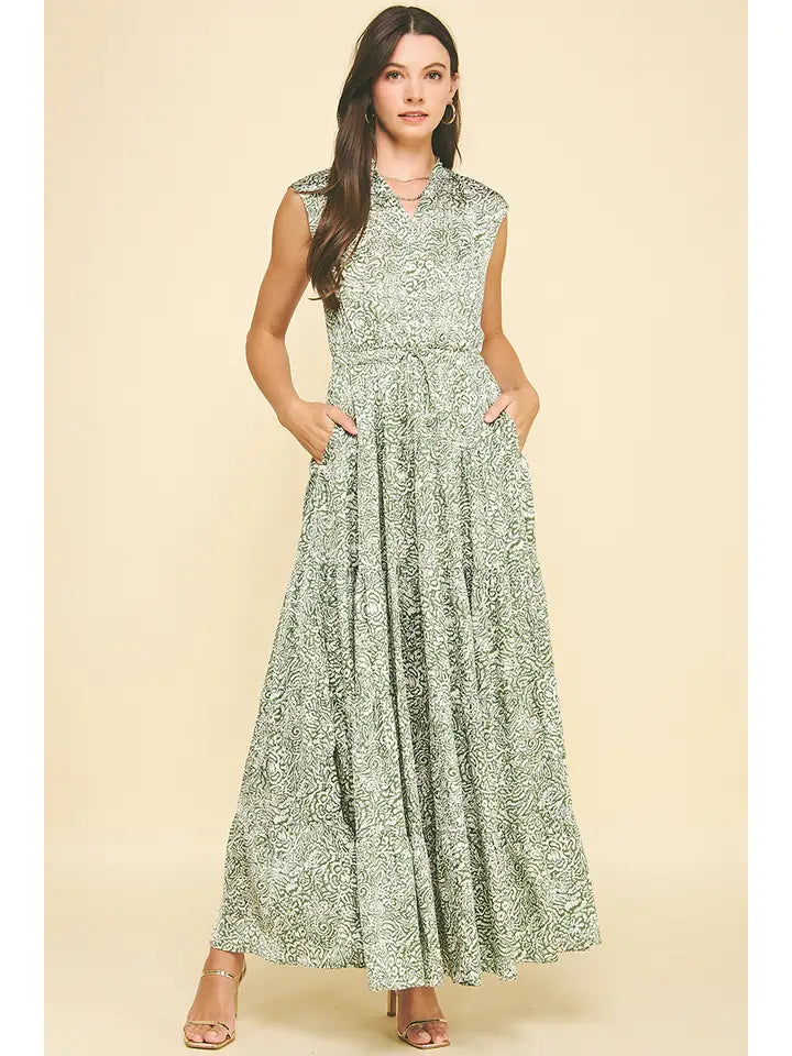Print Tiered Maxi Dress