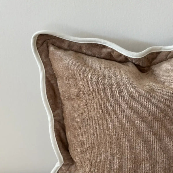26" Chloe Coffee Scalloped Edge Cushion