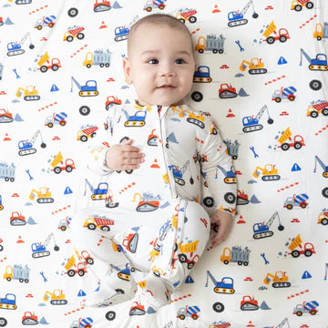 Crayon Construction Zipper Footie