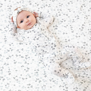 Caroline's Calico Ruffle Back Zipper Footie