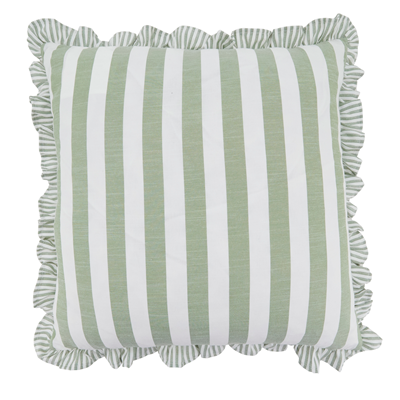 Double Sided Striped Ruffle Pillow