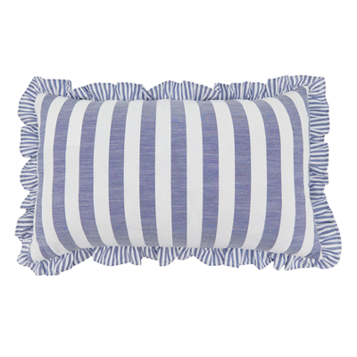 Double Sided Striped Ruffle Pillow