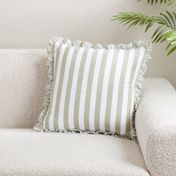 Double Sided Striped Ruffle Pillow