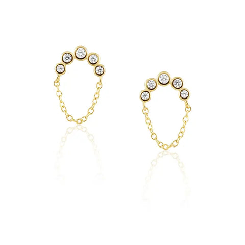 Crescent Chain Cz Studs