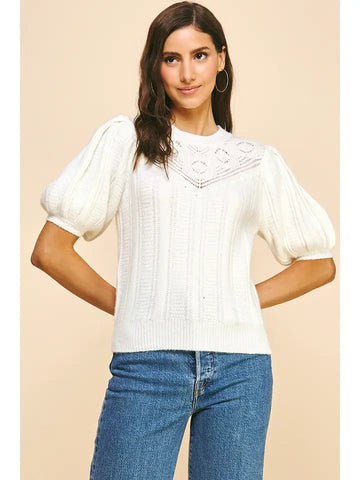 Crochet Short Sleeve Sweater Top