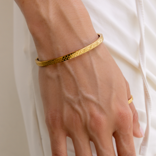 Chess Waterproof Gold Bangle Bracelet