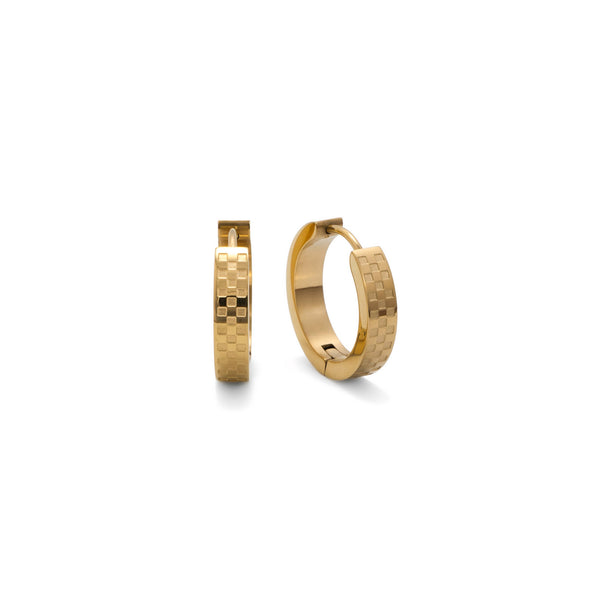 Chess Waterproof Gold Hoop Earrings