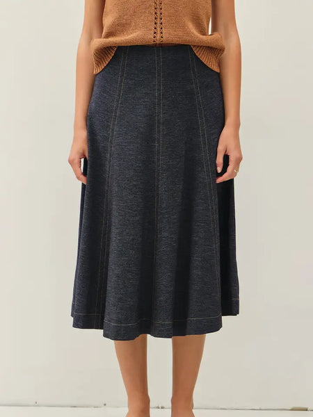 Knee Length Stitch Detail Skirt