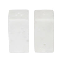 Set of 2 White Marble Square Salt & Pepper Shakers - White