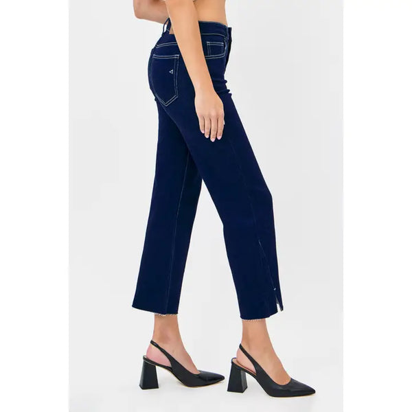 Rinse Wash Hem Slit Cropped Relaxed Straight