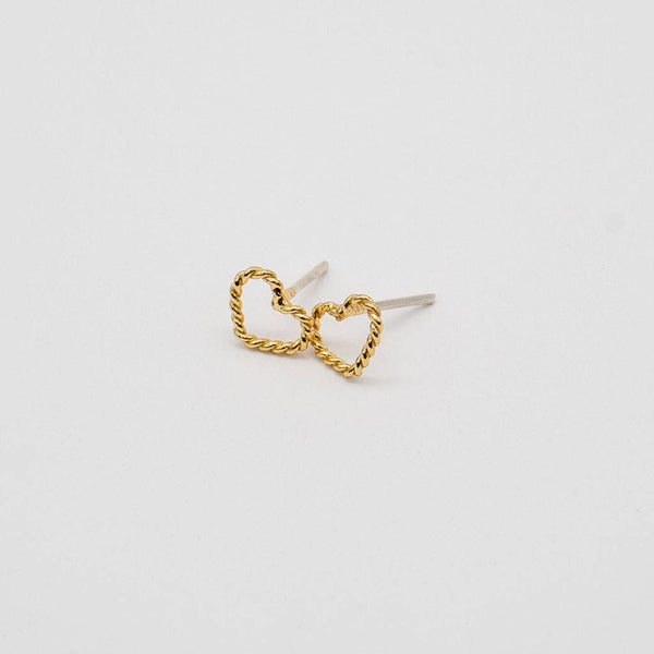 24K Gold Heart Drop Studs