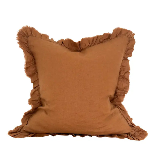 20" Hallie Ruffled Linen Pillow